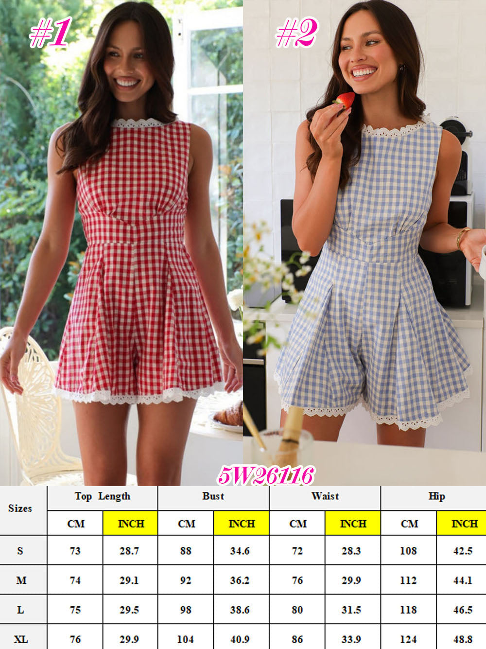 GINGHAM LACE ROMPER
