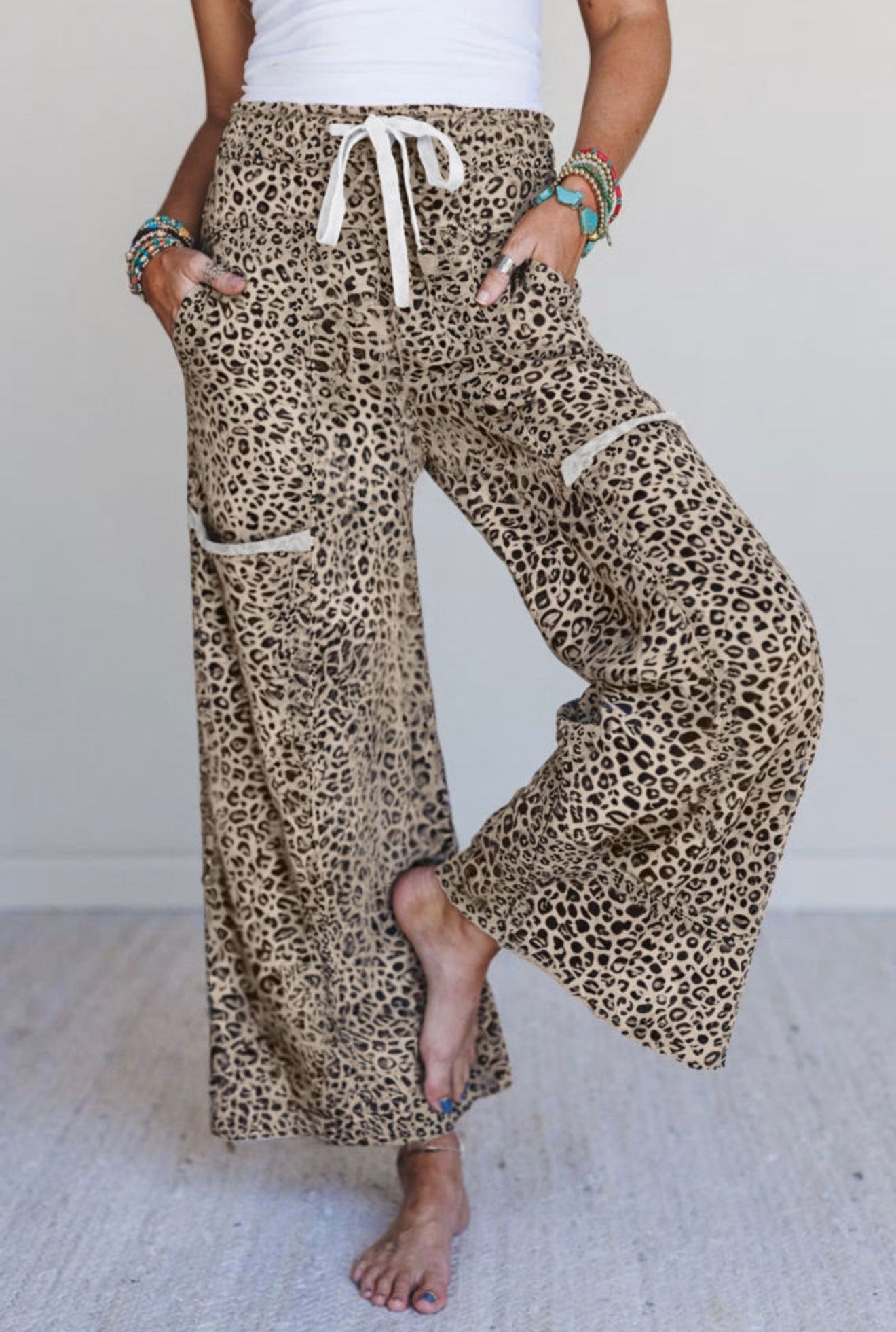 CHEETAH WIDE LEG PANTS
