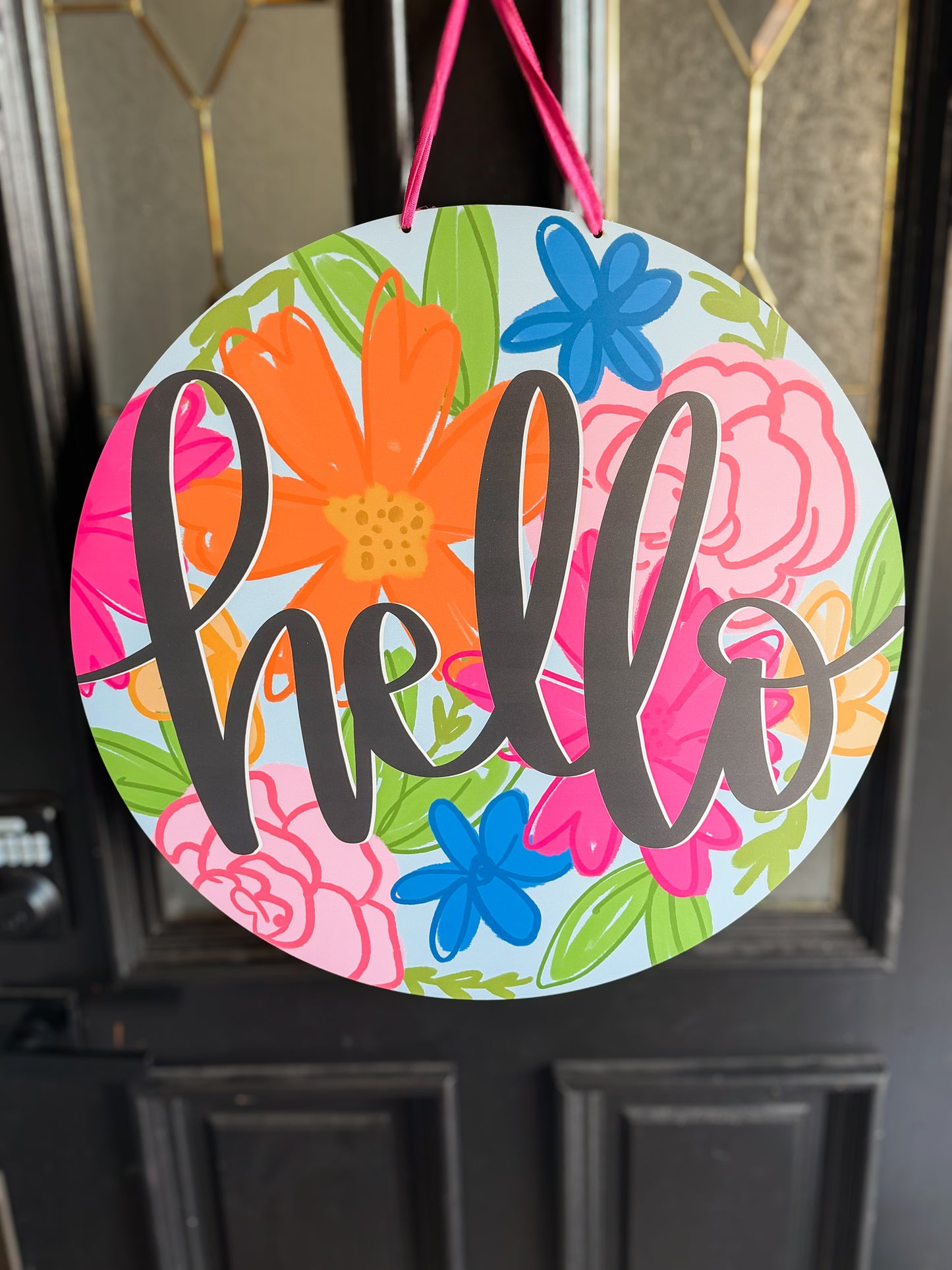 COLORFUL FLOWER HELLO DOOR HANGER