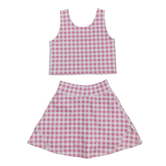 PINK PLAID YOGA SET