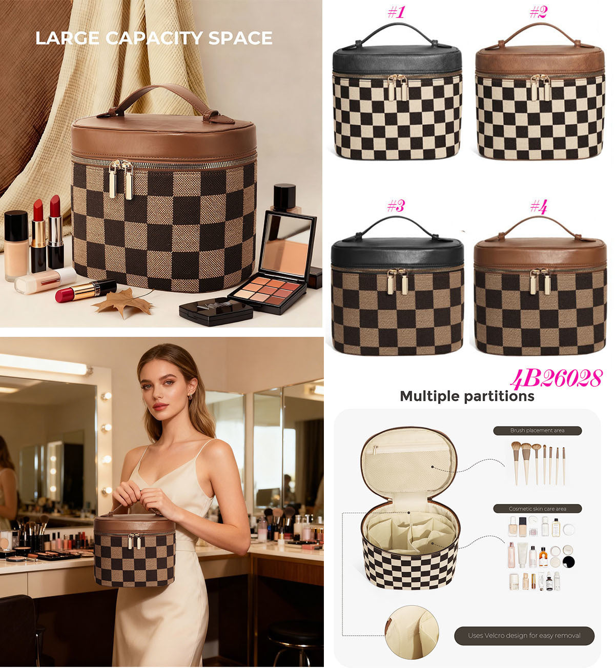 CHECKERED MAKEUP BAG