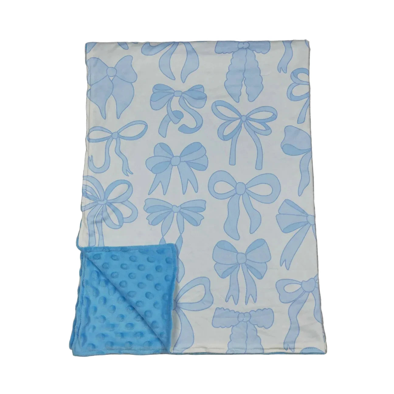BLUE BOW BABY MINKY BLANKET